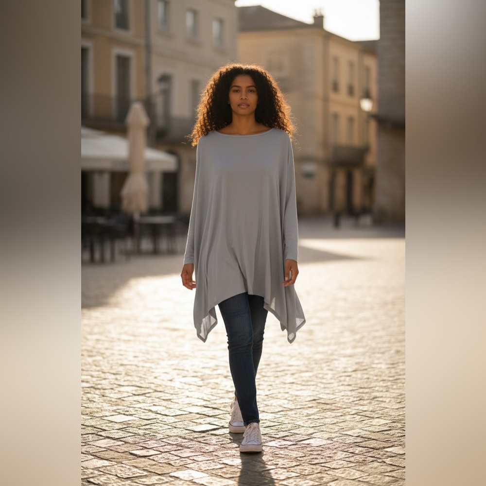 COS Light Gray Draped Tunic Top
